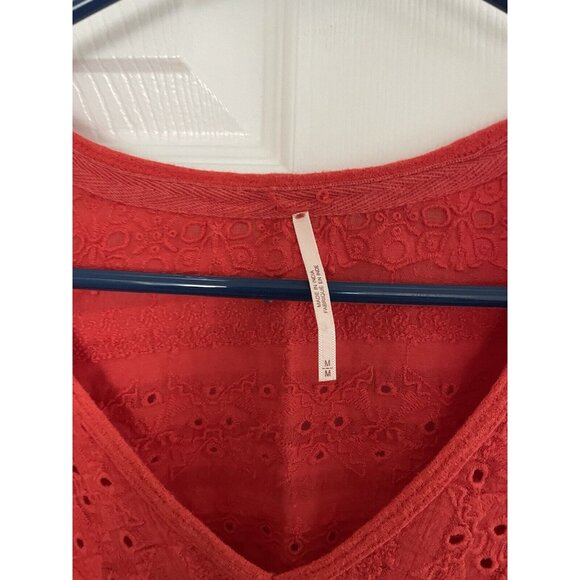 Free People Parisian nights boho blouse Orange Tunic M - Picture 5 of 9